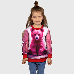 Свитшот детский Розовый медведь, цвет: 3D-красный — фото 2