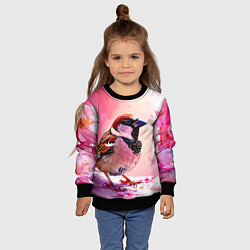 Свитшот детский Воробей в розовом, цвет: 3D-черный — фото 2