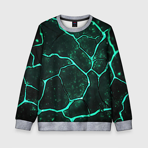 Детский свитшот Неоновые зеленые разломы / 3D-Меланж – фото 1