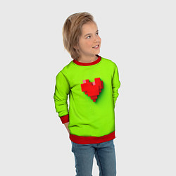 Свитшот детский Пиксельное красное сердечко, цвет: 3D-красный — фото 2