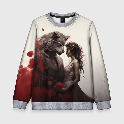 Детский свитшот Оборотень и девушка / 3D-Меланж – фото 1