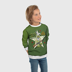 Свитшот детский Заяц в форме с автоматом, цвет: 3D-белый — фото 2