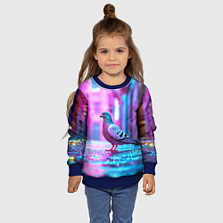 Свитшот детский Голубь в ярком городе, цвет: 3D-синий — фото 2