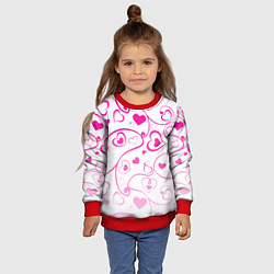 Свитшот детский Узорные сердца, цвет: 3D-красный — фото 2