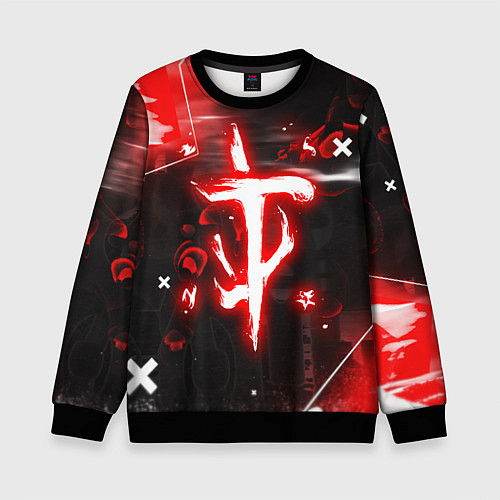 Детский свитшот Doom - неоновый / 3D-Черный – фото 1