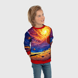 Свитшот детский Баскетбольный мяч и космос, цвет: 3D-красный — фото 2