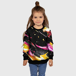 Свитшот детский Мазки краски на черном, цвет: 3D-черный — фото 2