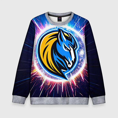 Детский свитшот Даллас Маверикс логотип в искрах / 3D-Меланж – фото 1