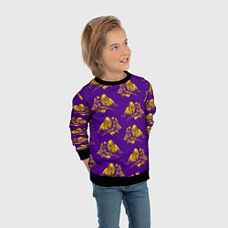Свитшот детский Золотые птички на индиго, цвет: 3D-черный — фото 2