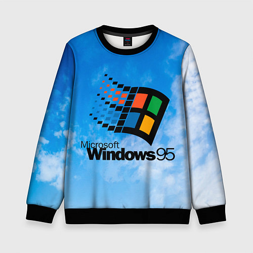 Детский свитшот Windows 95 logo / 3D-Черный – фото 1