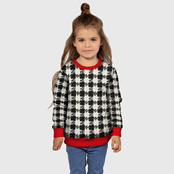 Свитшот детский Черно белая гусиная лапка, цвет: 3D-красный — фото 2