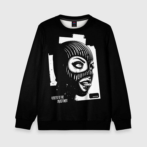Детский свитшот Безумная девушка с языком / 3D-Черный – фото 1