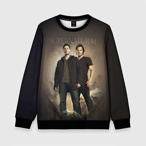 Детский свитшот Братья Винчестеры - Сверхъестественное / 3D-Черный – фото 1