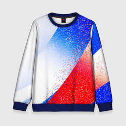 Свитшот детский Цвета флага России абстрактный, цвет: 3D-синий