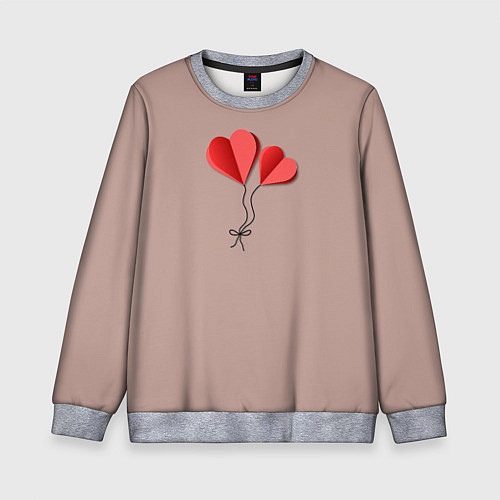 Детский свитшот Бумажные сердечки / 3D-Меланж – фото 1