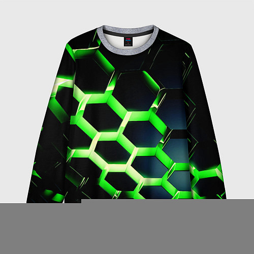 Детский свитшот Neon Honeycombs / 3D-Меланж – фото 1