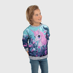 Свитшот детский Аниме единорожка, цвет: 3D-меланж — фото 2