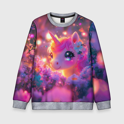 Детский свитшот Единорог и светлячки / 3D-Меланж – фото 1