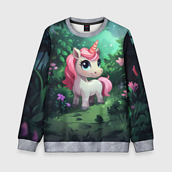 Свитшот детский Единорожка с розовой гривой, цвет: 3D-меланж