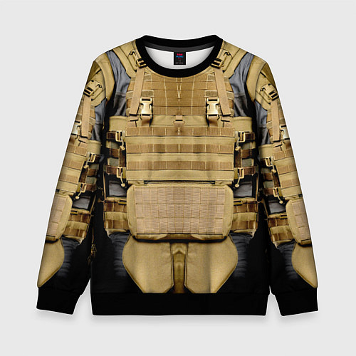 Детский свитшот Бронежилет цвета хаки армейский / 3D-Черный – фото 1
