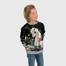 Свитшот детский Единорожка с золотыми копытами, цвет: 3D-меланж — фото 2