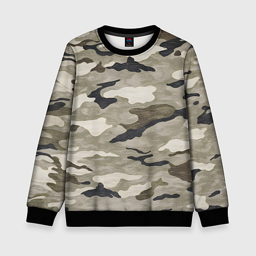 Детский свитшот Песочный камуфляж / 3D-Черный – фото 1