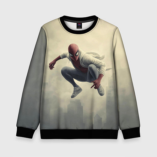 Детский свитшот Человек паук в прыжке / 3D-Черный – фото 1