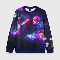 Свитшот детский Человек-паук неоновый свет, цвет: 3D-синий