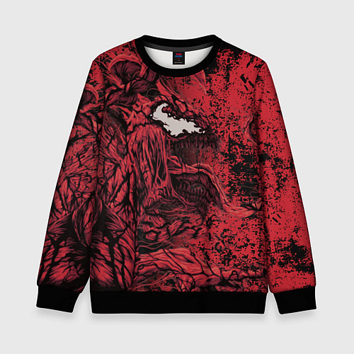 Детский свитшот Красный веном текстура Карнажа / 3D-Черный – фото 1