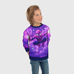 Свитшот детский Человек-паук на фоне облаков, цвет: 3D-синий — фото 2