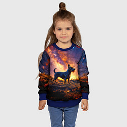 Свитшот детский Скотч-терьер в космосе, цвет: 3D-синий — фото 2