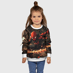 Свитшот детский Человек паук скользит, цвет: 3D-белый — фото 2
