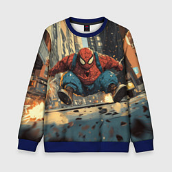 Свитшот детский Маленький толстый человек-паук, цвет: 3D-синий