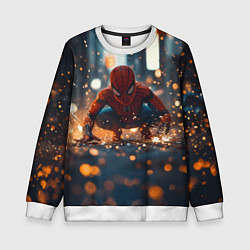 Свитшот детский Человек паук и золотая пыльца, цвет: 3D-белый