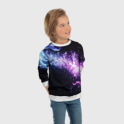 Свитшот детский Фиолетово-синяя абстрактная волна, цвет: 3D-белый — фото 2