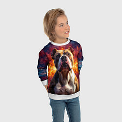 Свитшот детский Американский булль в космосе, цвет: 3D-белый — фото 2