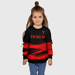 Свитшот детский Tesla - red gradient посередине, цвет: 3D-черный — фото 2