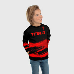 Свитшот детский Tesla - red gradient посередине, цвет: 3D-черный — фото 2
