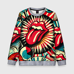 Свитшот детский Logo of the Rolling Stones - pop art, цвет: 3D-меланж