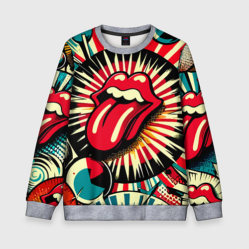Детский свитшот Logo of the Rolling Stones - pop art / 3D-Меланж – фото 1