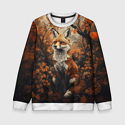 Свитшот детский Лис в лесной чаще, цвет: 3D-белый