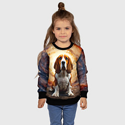 Свитшот детский Бассет-хаунд в космосе, цвет: 3D-черный — фото 2