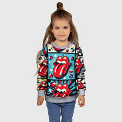 Свитшот детский Rolling Stones logo - pop art, цвет: 3D-меланж — фото 2