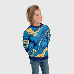 Свитшот детский Синий мрамор с золотом, цвет: 3D-синий — фото 2