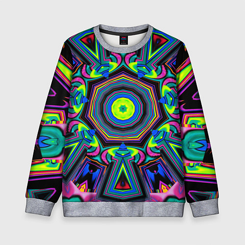 Детский свитшот Оптический узор неоновые краски / 3D-Меланж – фото 1
