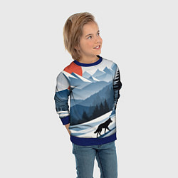 Свитшот детский Лиса в горах, цвет: 3D-синий — фото 2