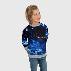 Свитшот детский Звезды и молнии в разломе плит, цвет: 3D-меланж — фото 2