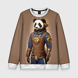 Свитшот детский Крутой панда в стиле стимпанк, цвет: 3D-белый