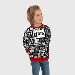 Свитшот детский Bangtan Boys pattern black, цвет: 3D-красный — фото 2