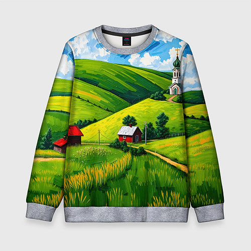 Детский свитшот Русская деревенька / 3D-Меланж – фото 1